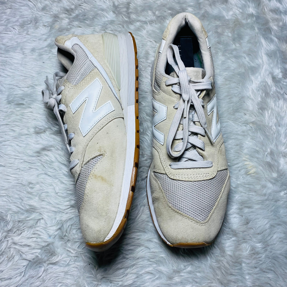 New Balance 996 Off-White Suede Gum Sole Sneakers (Size 45)