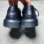 Geox Deiven Respira Black Leather Low-Top Sneakers(Size 43)
