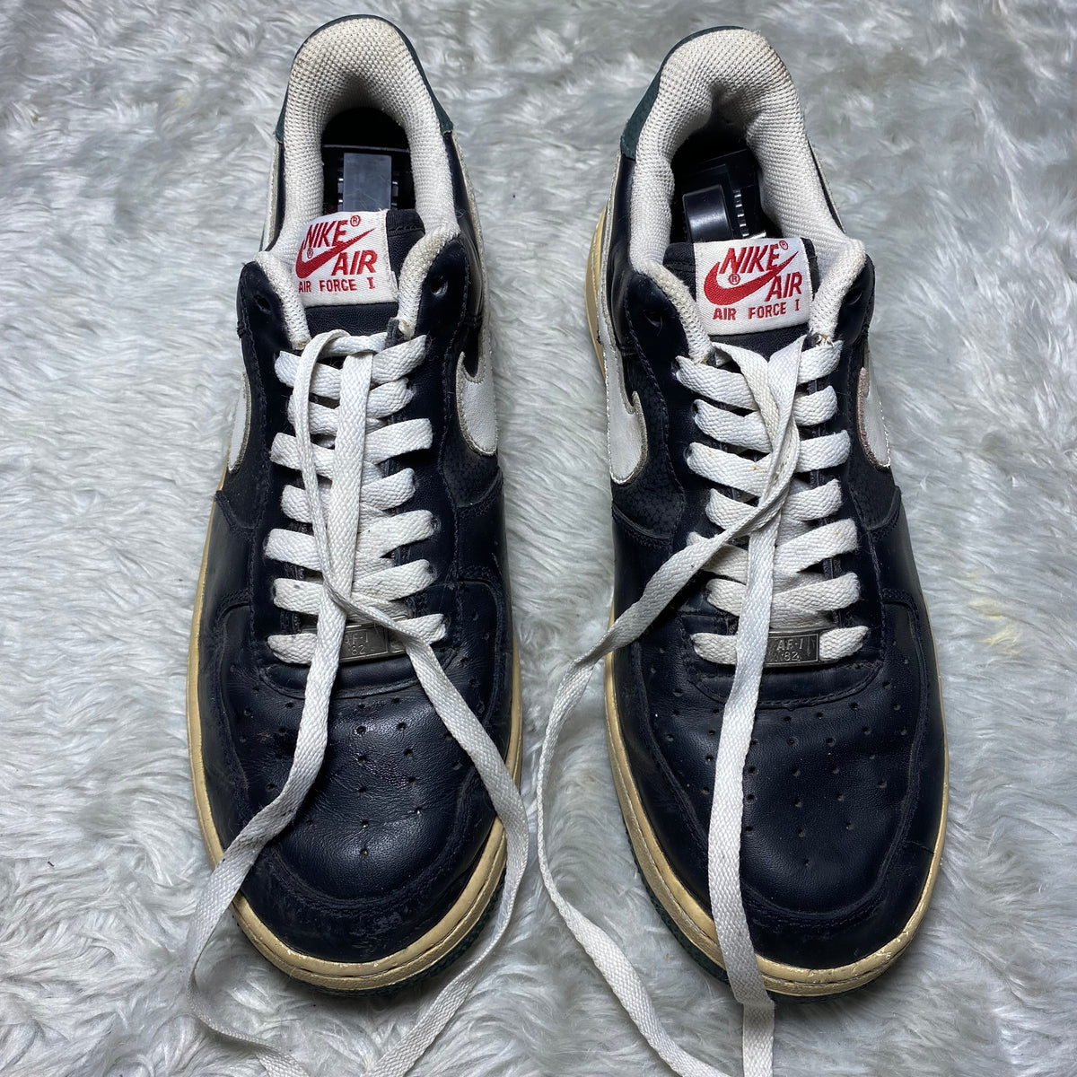N-i-k-e Air Force 1 Low Vintage Black Sail Dark Pine Sneakers(Size 42)